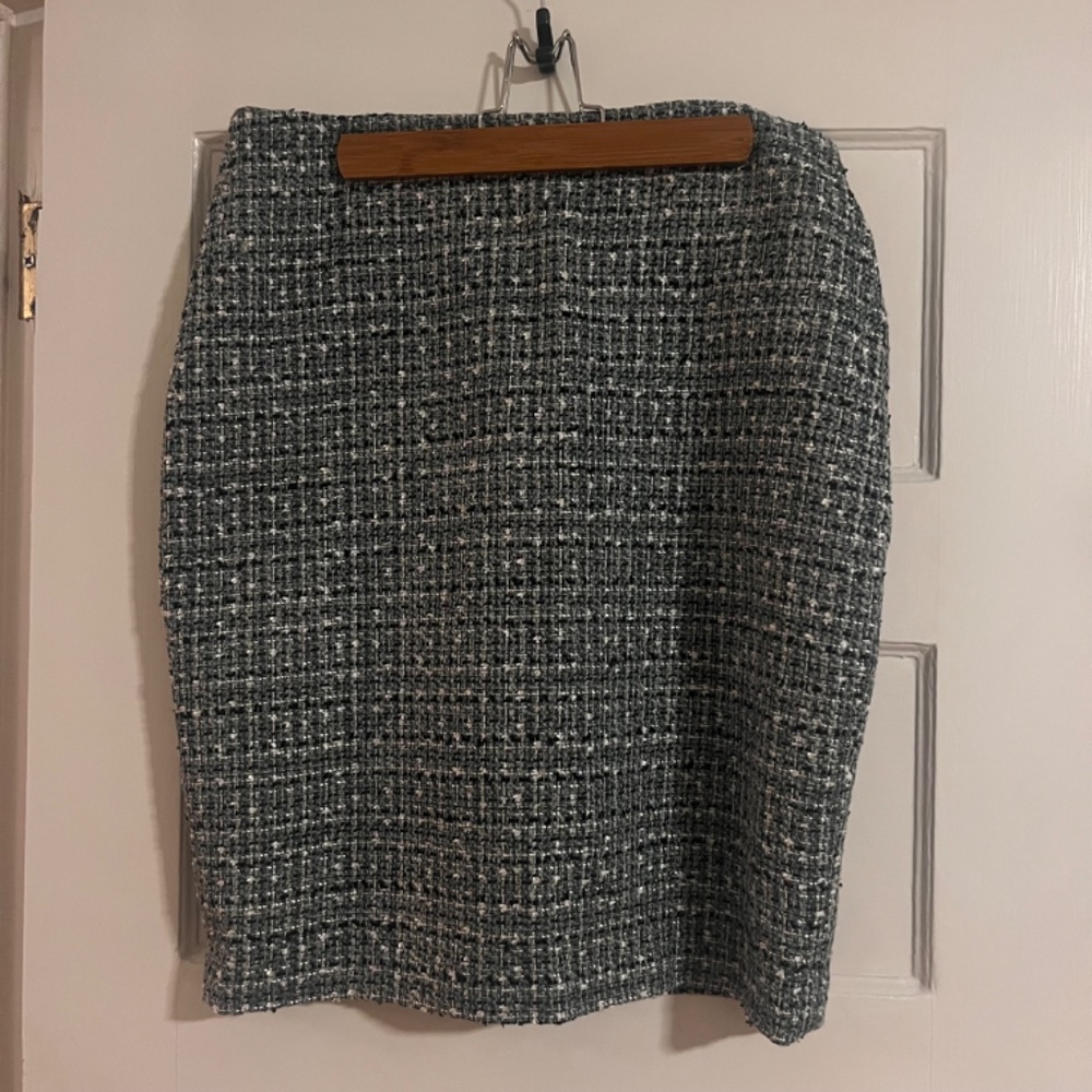 [NEW] KARL LAGERFELD PARIS Tweed Pencil Skirt in Blue / White: Sz 12